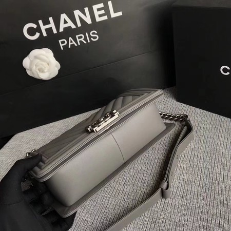 Boy Chanel Flap Bag Original Chevron Leather A67086V Grey