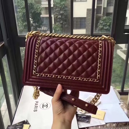 Boy Chanel Flap Bag Original Leather B67086 Wine