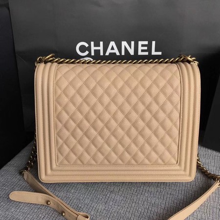 Boy Chanel Flap Shoulder Bag Apricot Original Cannage Pattern A67087 Gold