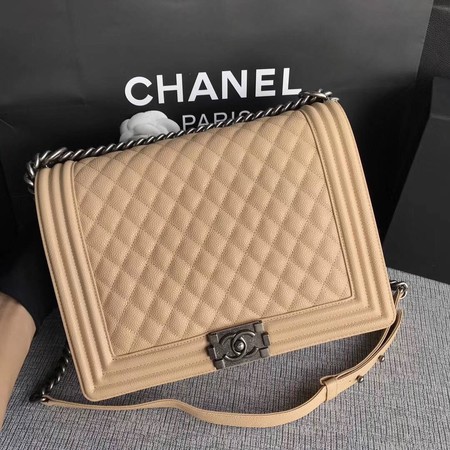 Boy Chanel Flap Shoulder Bag Apricot Original Cannage Pattern A67087 Silver