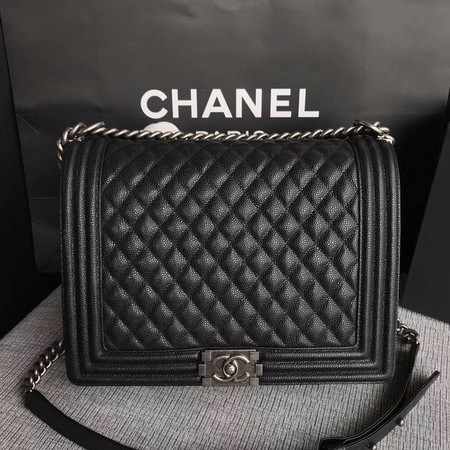 Boy Chanel Flap Shoulder Bag Black Original Cannage Pattern A67087 Silver