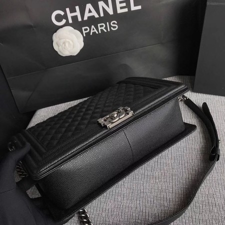 Boy Chanel Flap Shoulder Bag Black Original Cannage Pattern A67087 Silver