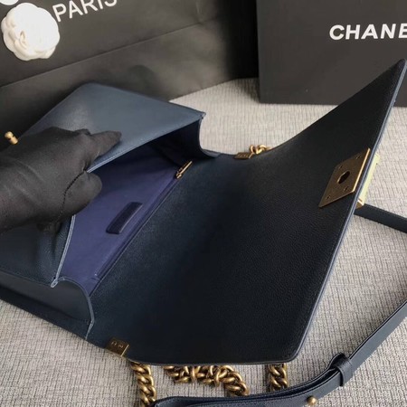 Boy Chanel Flap Shoulder Bag Blue Original Cannage Pattern A67087 Gold