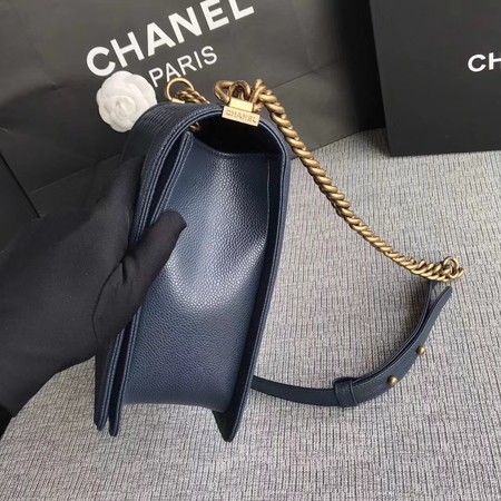 Boy Chanel Flap Shoulder Bag Blue Original Cannage Pattern A67087 Gold