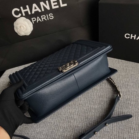 Boy Chanel Flap Shoulder Bag Blue Original Cannage Pattern A67087 Silver