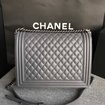 Boy Chanel Flap Shoulder Bag Grey Original Sheepskin Leather A67087 Silver