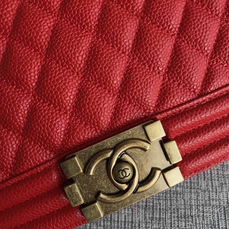 Boy Chanel Flap Shoulder Bag Red Original Cannage Pattern A67087 Gold