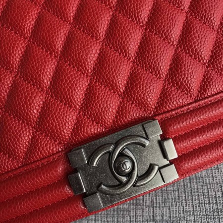 Boy Chanel Flap Shoulder Bag Red Original Cannage Pattern A67087 Silver