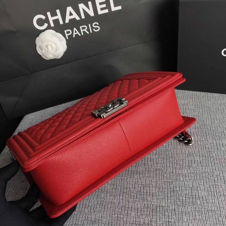 Boy Chanel Flap Shoulder Bag Red Original Cannage Pattern A67087 Silver