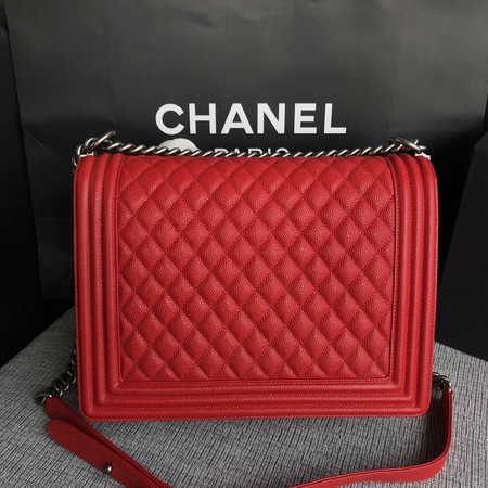 Boy Chanel Flap Shoulder Bag Red Original Cannage Pattern A67087 Silver