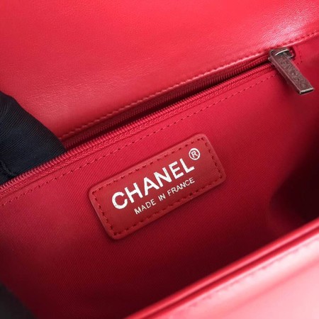 Boy Chanel Flap Shoulder Bag Red Original Sheepskin Leather A67087 Silver