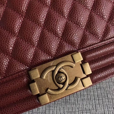 Boy Chanel Flap Shoulder Bag Wine Original Cannage Pattern A67087 Gold