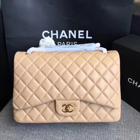 Chanel Maxi Quilted Classic Flap Bag Apricot Sheepskin Leather A58601 Gold