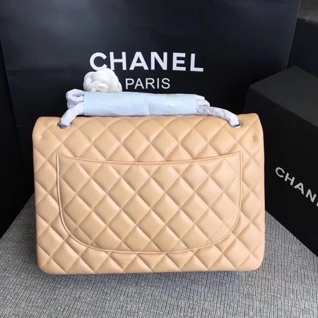 Chanel Maxi Quilted Classic Flap Bag Apricot Sheepskin Leather A58601 Silver