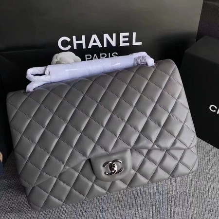 Chanel Maxi Quilted Classic Flap Bag Grey Sheepskin Leather A58601 Silver