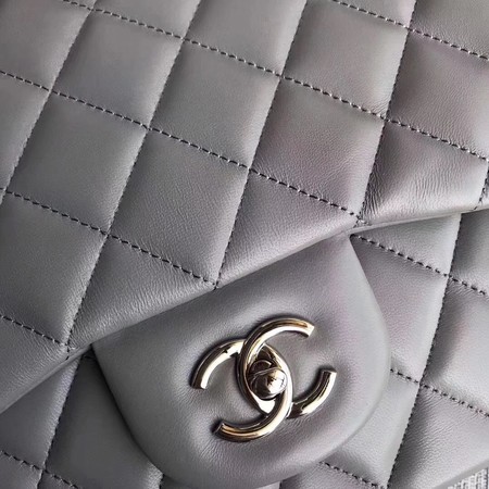 Chanel Maxi Quilted Classic Flap Bag Grey Sheepskin Leather A58601 Silver