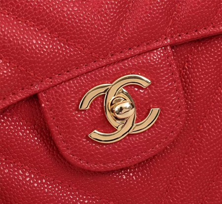 Chanel Maxi Quilted Classic Flap Bag Red Chevron Cannage Pattern A58601 Gold