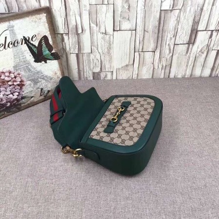 Gucci GG Lady Web Hand-Stained Leather Shoulder Bag 380573 Green