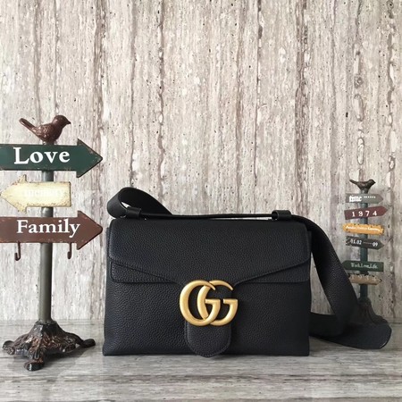 Gucci GG Marmont Leather Shoulder Bag 401173 Black