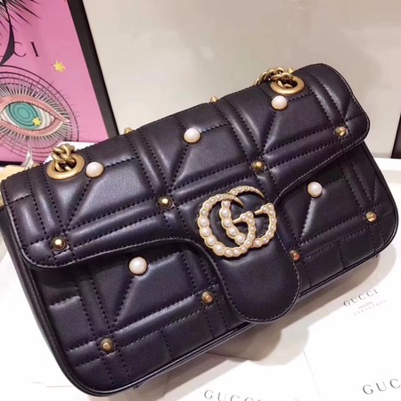 Gucci GG Marmont Small Matelasse Shoulder Bag 443497 Black