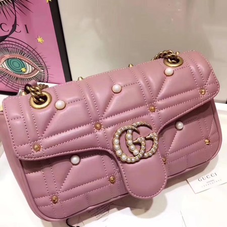 Gucci GG Marmont Small Matelasse Shoulder Bag 443497 Pink