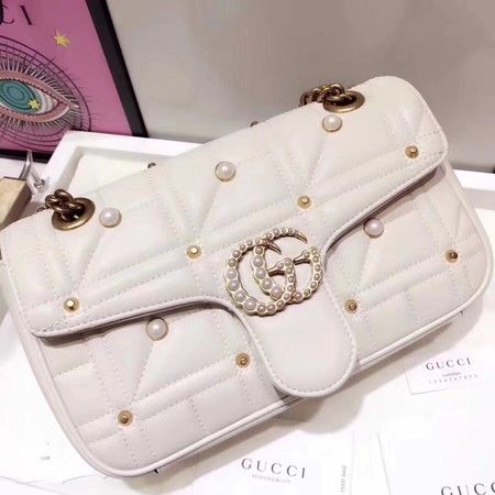 Gucci GG Marmont Small Matelasse Shoulder Bag 443497 White