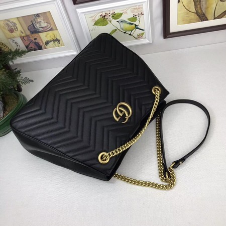 Gucci GG Marmont Medium Matelasse Shoulder Bag 453569 Black