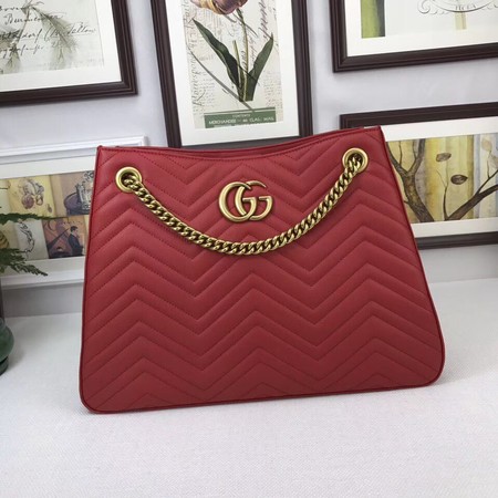 Gucci GG Marmont Medium Matelasse Shoulder Bag 453569 Red