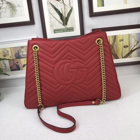 Gucci GG Marmont Medium Matelasse Shoulder Bag 453569 Red