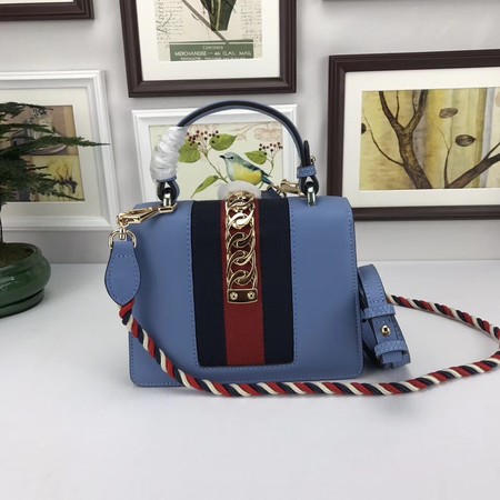 Gucci Sylvie Lather mini Bag 470270 Blue