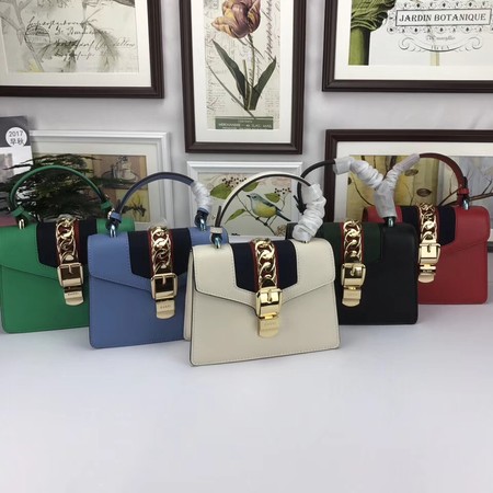 Gucci Sylvie Lather mini Bag 470270 Green