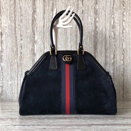 Gucci Suede Leather Top Handle Bag 501015 Black