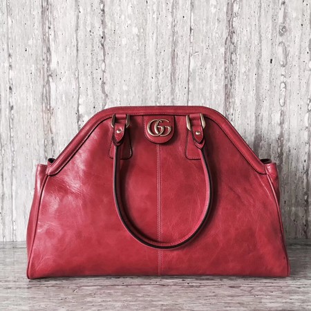 Gucci Suede Leather Top Handle Bag 501015 Red