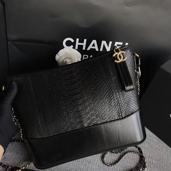 Chanel Gabrielle Shoulder Bag Original Python Leather A93842 Black