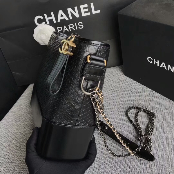 Chanel Gabrielle Shoulder Bag Original Python Leather A93842 Black