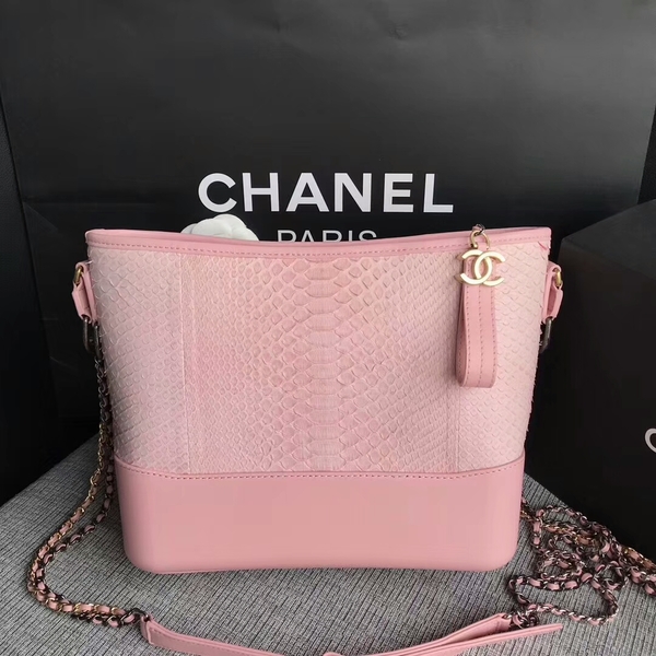 Chanel Gabrielle Shoulder Bag Original Python Leather A93842 Pink