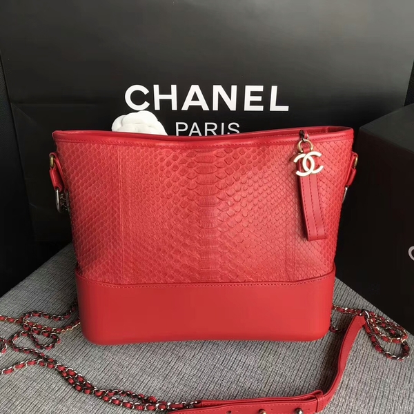 Chanel Gabrielle Shoulder Bag Original Python Leather A93842 Red