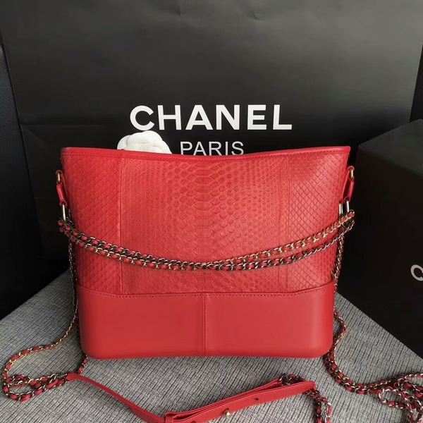 Chanel Gabrielle Shoulder Bag Original Python Leather A93842 Red