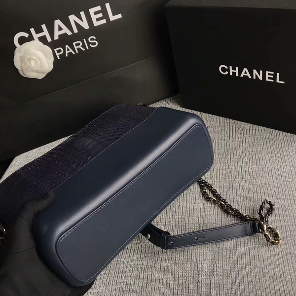 Chanel Gabrielle Shoulder Bag Original Python Leather A93842 Blue