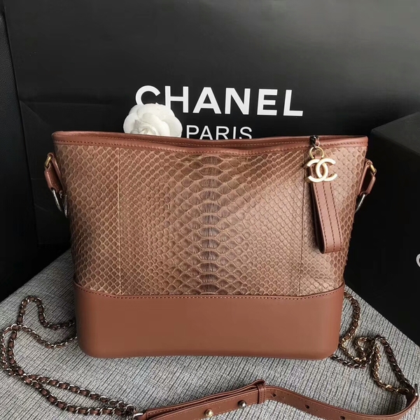 Chanel Gabrielle Shoulder Bag Original Python Leather A93842 Brown