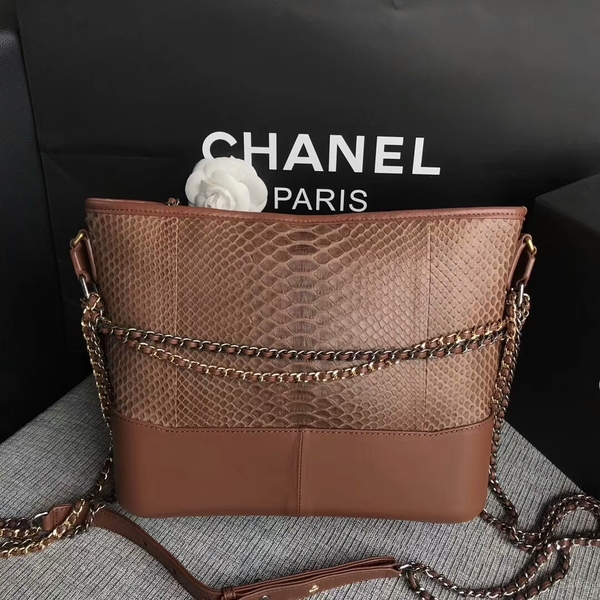 Chanel Gabrielle Shoulder Bag Original Python Leather A93842 Brown