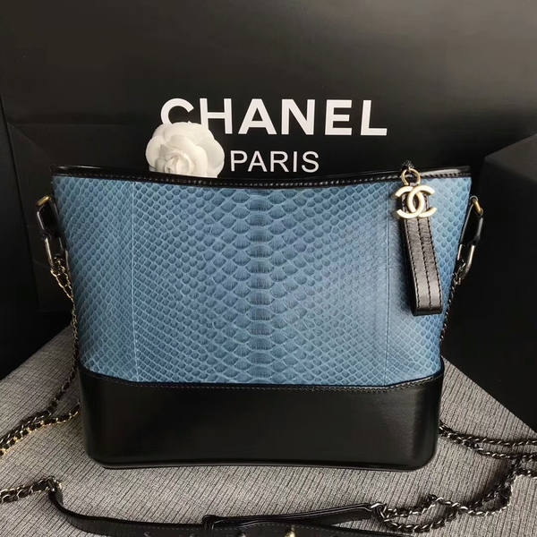 Chanel Gabrielle Shoulder Bag Original Python Leather A93842 Skyblue