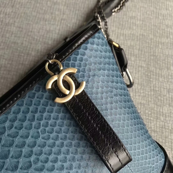 Chanel Gabrielle Shoulder Bag Original Python Leather A93842 Skyblue