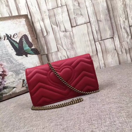 Gucci GG Marmont Embroidered Velvet Mini Bag 488426 Red