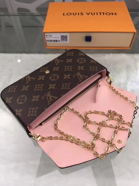 Louis Vuitton Monogram Canvas Felicie Chain Wallet M61276 Pink