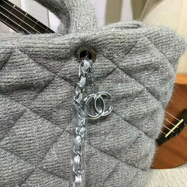 Chanel Suede Leather Tote Bag 92111 Grey