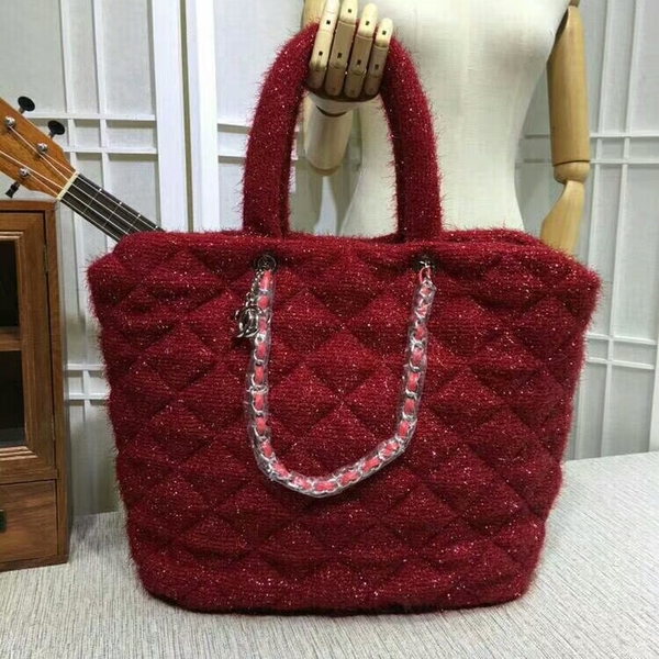 Chanel Suede Leather Tote Bag 92111 Red