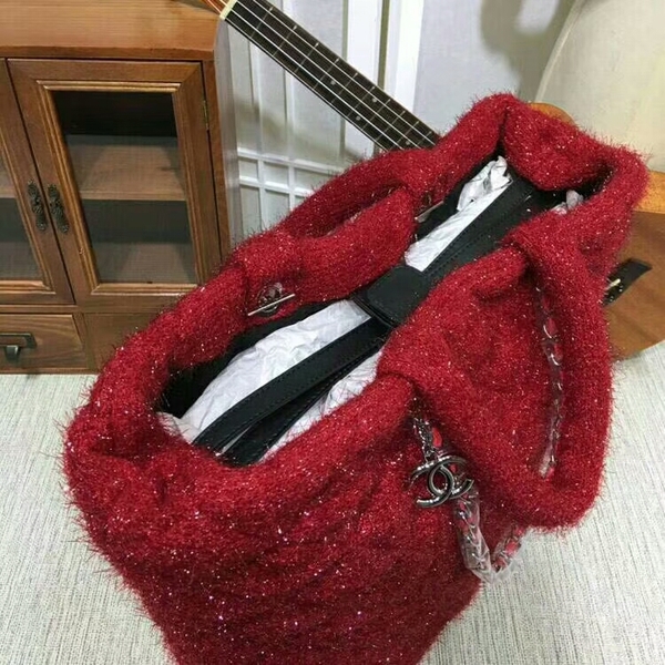 Chanel Suede Leather Tote Bag 92111 Red