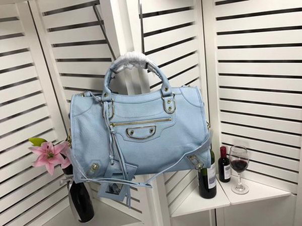 Balenciaga Giant City Gold Studs Handbag B084334 Light Blue