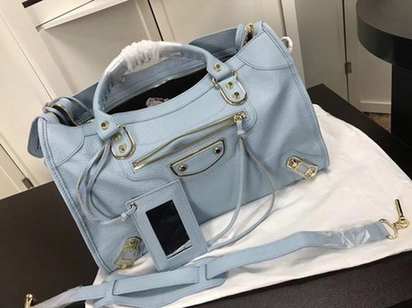 Balenciaga Giant City Gold Studs Handbag B084334 Light Blue